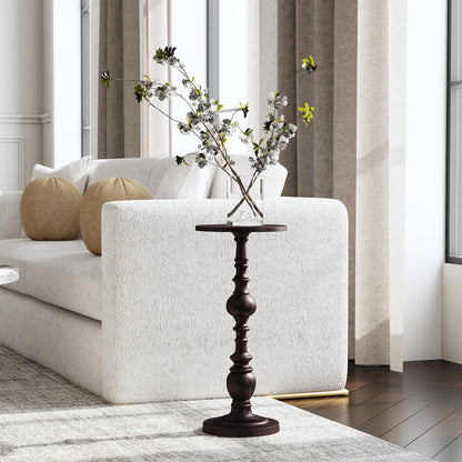 Darien Round Pedestal 10"W Side Table, Bronze