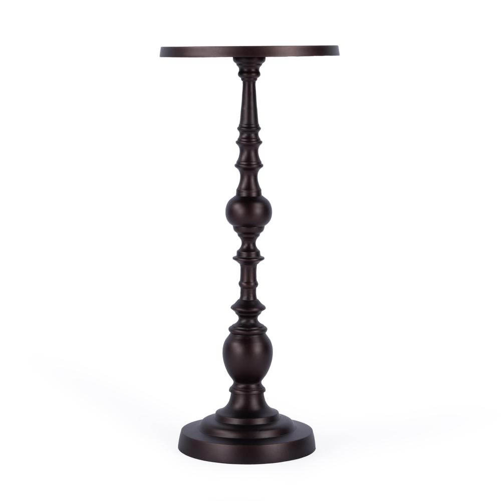 Darien Outdoor Round Pedestal Side Table, Bronze