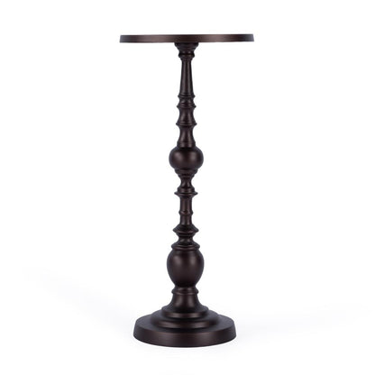 Darien Outdoor Round Pedestal Side Table, Bronze