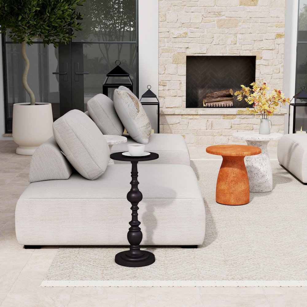 Darien Outdoor Round Pedestal Side Table, Bronze