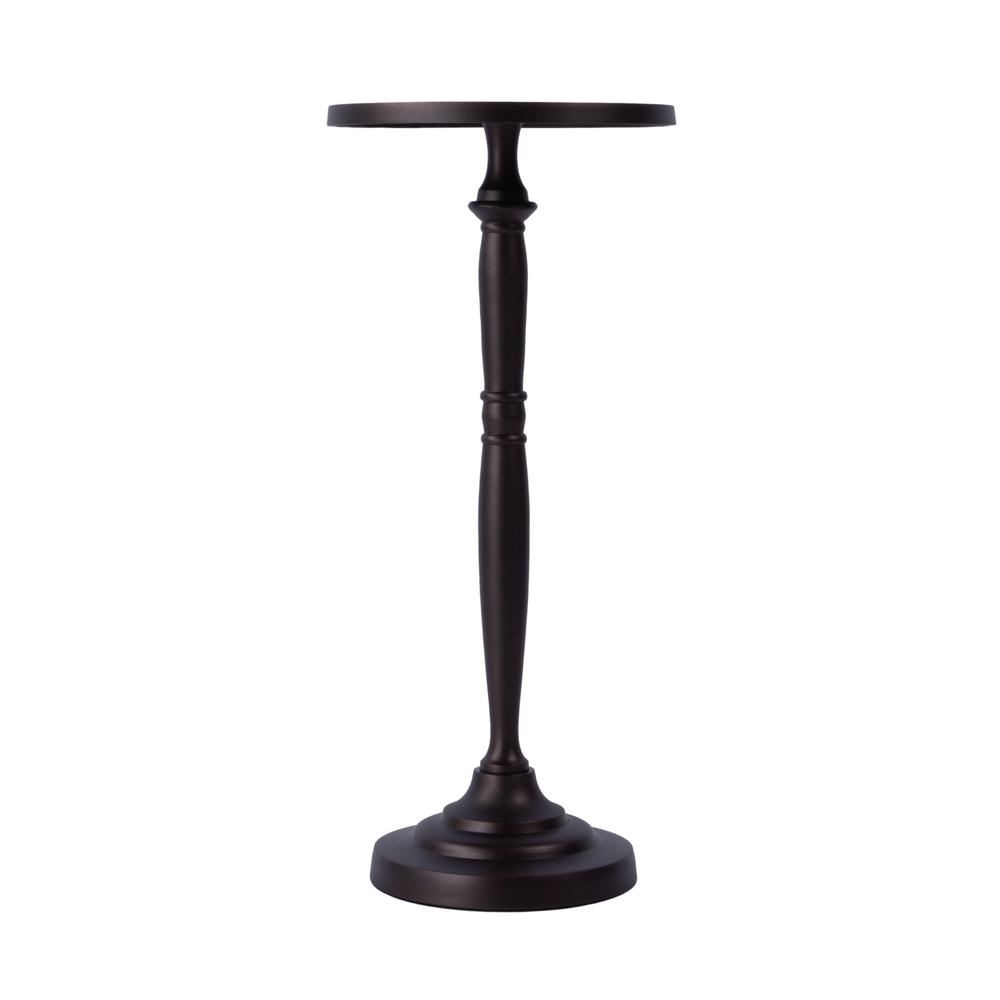 Landon Outdoor Round Metal Pedestal Side Table, Bronze