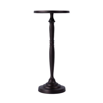 Landon Outdoor Round Metal Pedestal Side Table, Bronze