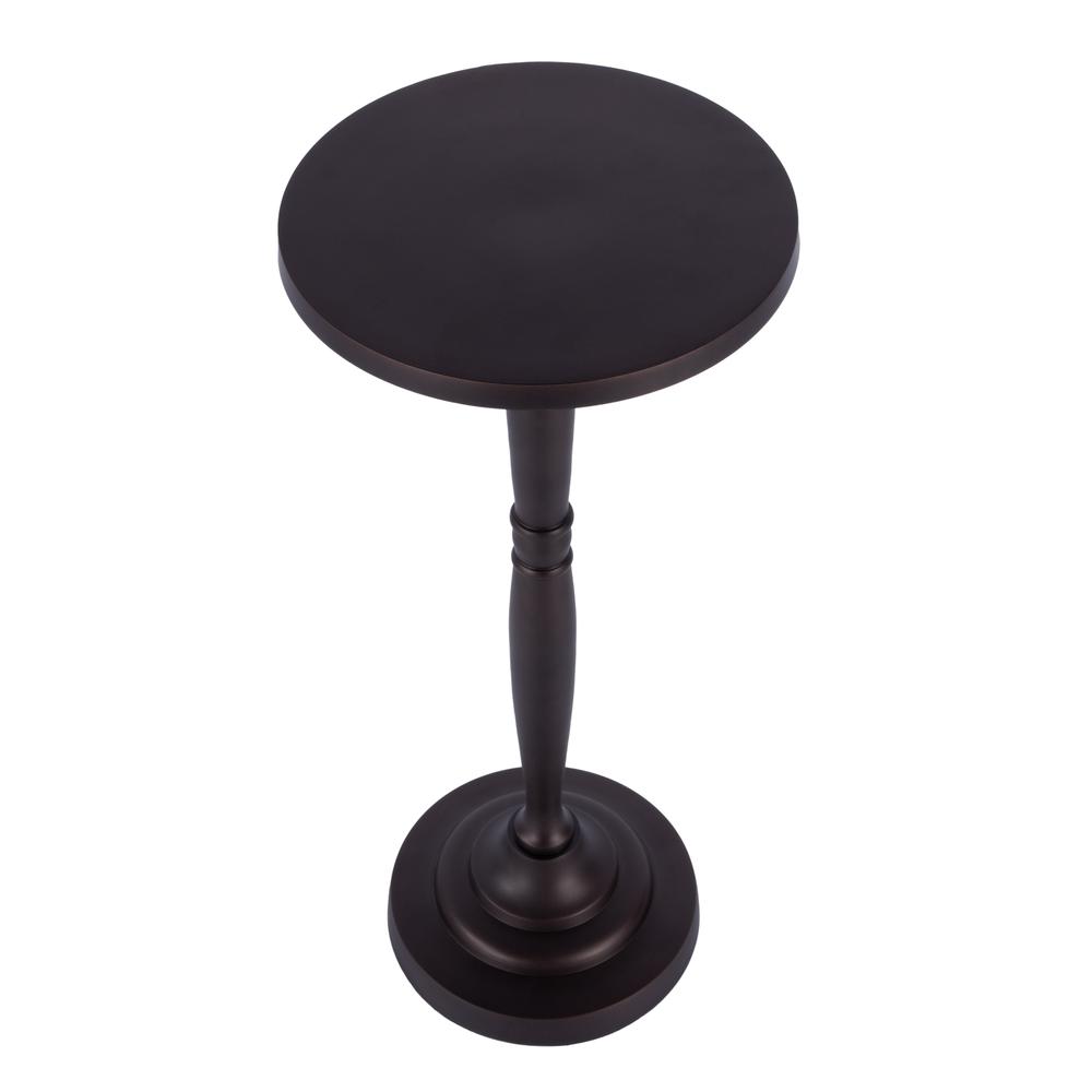 Landon Outdoor Round Metal Pedestal Side Table, Bronze