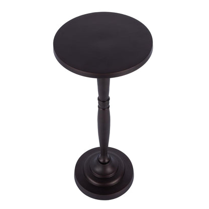 Landon Outdoor Round Metal Pedestal Side Table, Bronze