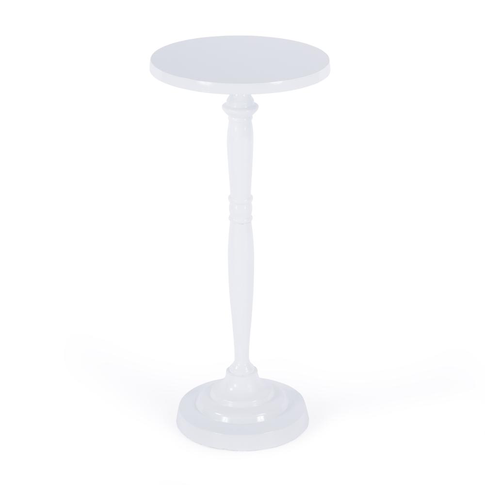 Landon Outdoor Round Metal Pedestal Side Table, Ivory