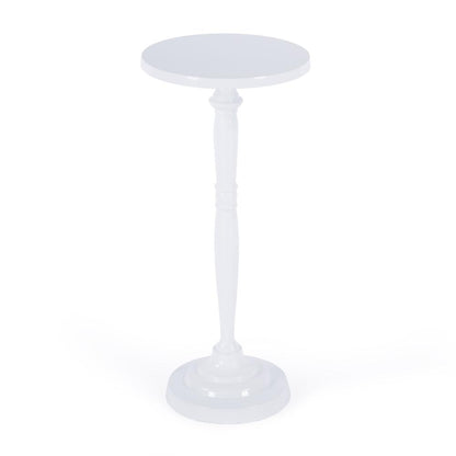 Landon Outdoor Round Metal Pedestal Side Table, Ivory