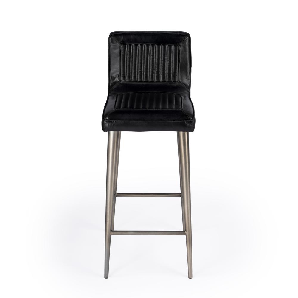 Maxwell Leather 32.5" Bar Stool, Black
