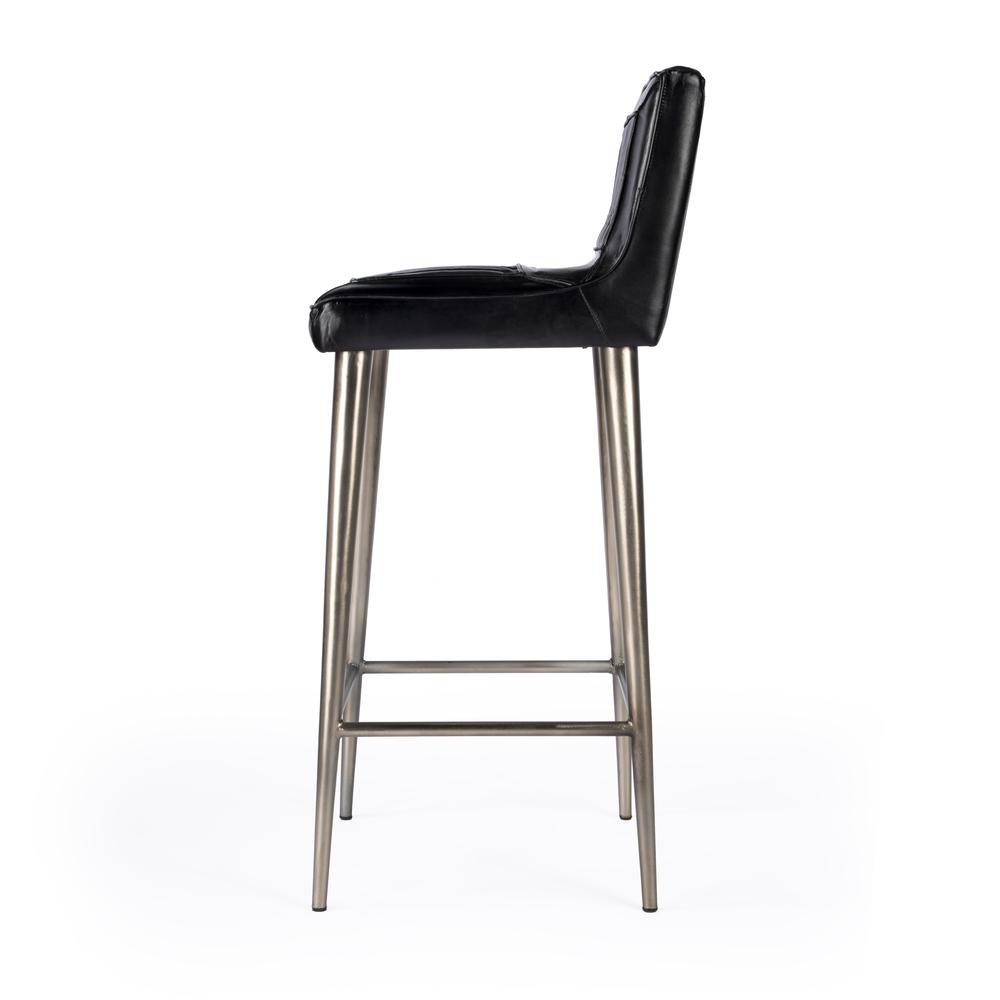 Maxwell Leather 32.5" Bar Stool, Black