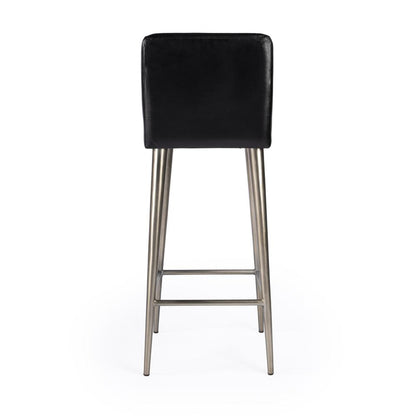 Maxwell Leather 32.5" Bar Stool, Black