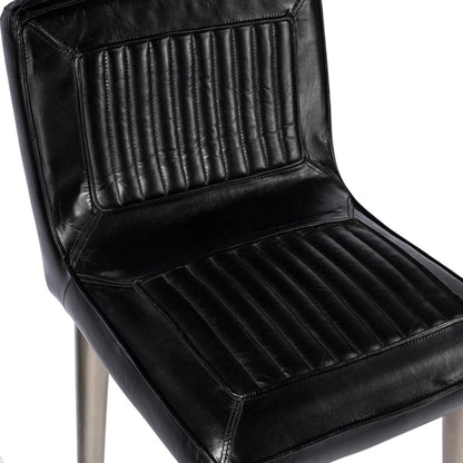 Maxwell Leather 32.5" Bar Stool, Black