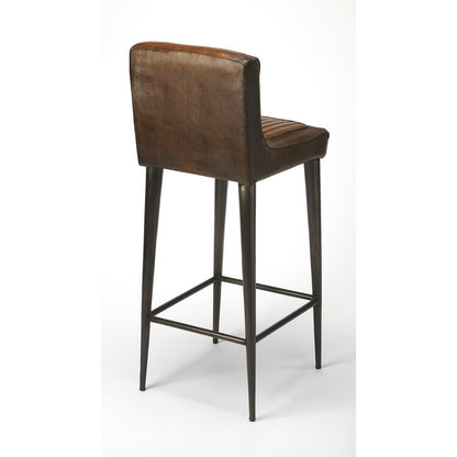 Maxwell Leather 32.5" Bar Stool, Dark Brown
