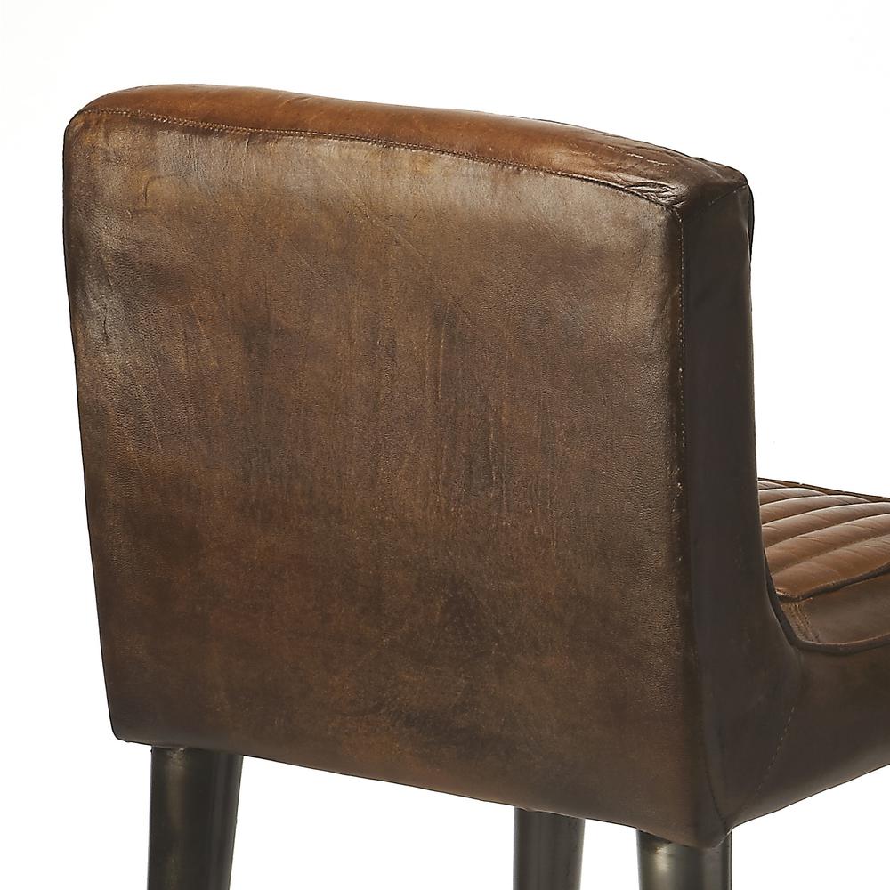 Maxwell Leather 32.5" Bar Stool, Dark Brown