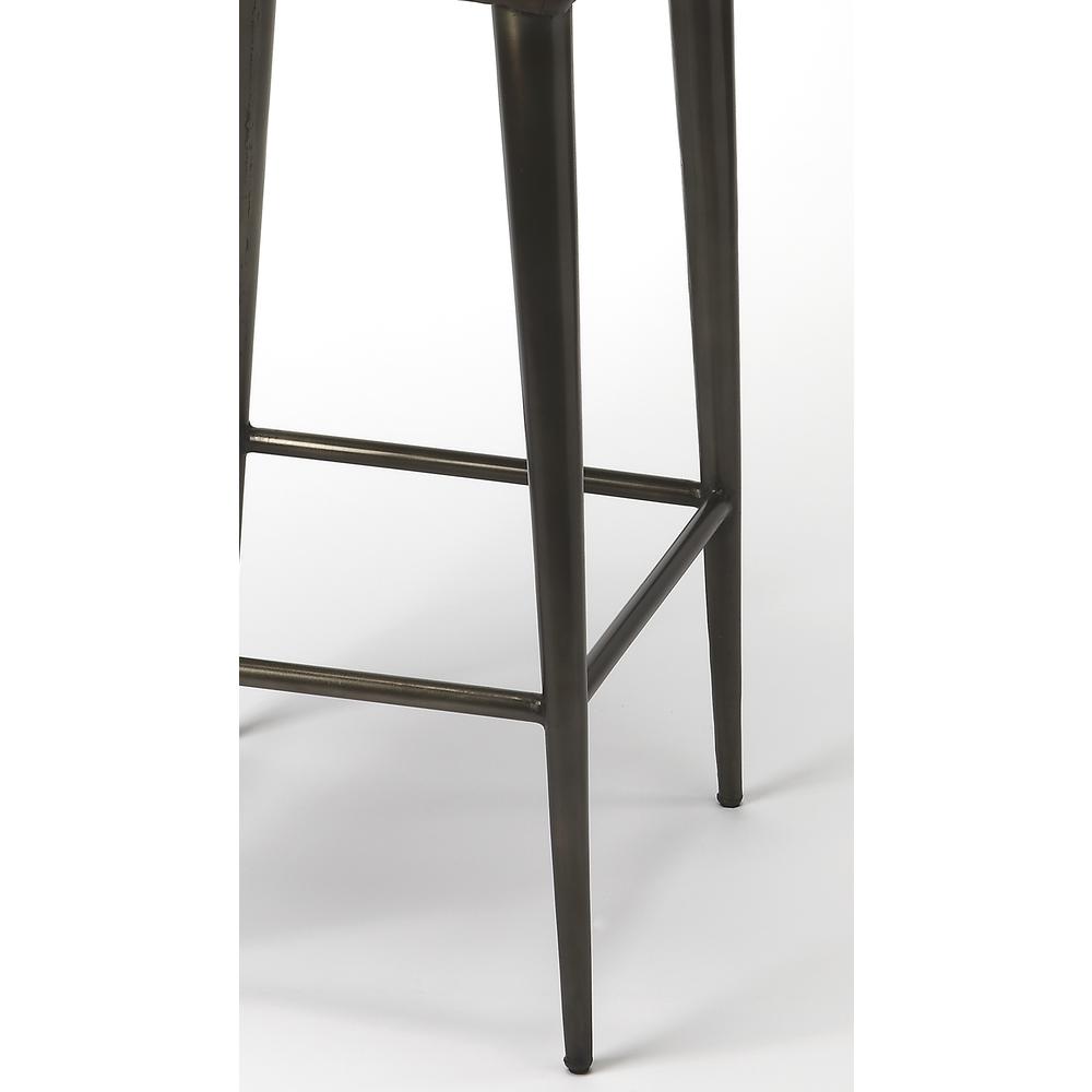 Maxwell Leather 32.5" Bar Stool, Dark Brown