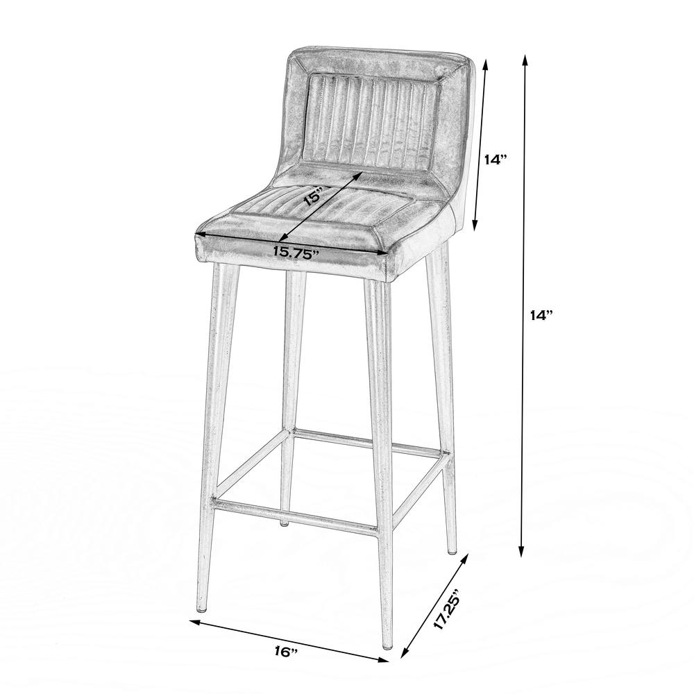 Maxwell Leather 32.5" Bar Stool, Dark Brown