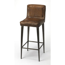 Brown Leather Bar Stool – Bar Height Stool for Kitchen Island Seating