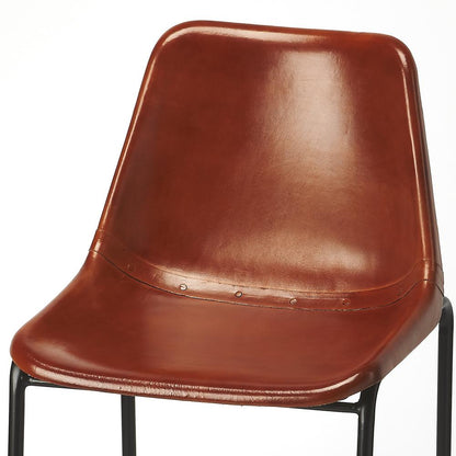 Myles Leather 28" Bar Stool, Medium Brown