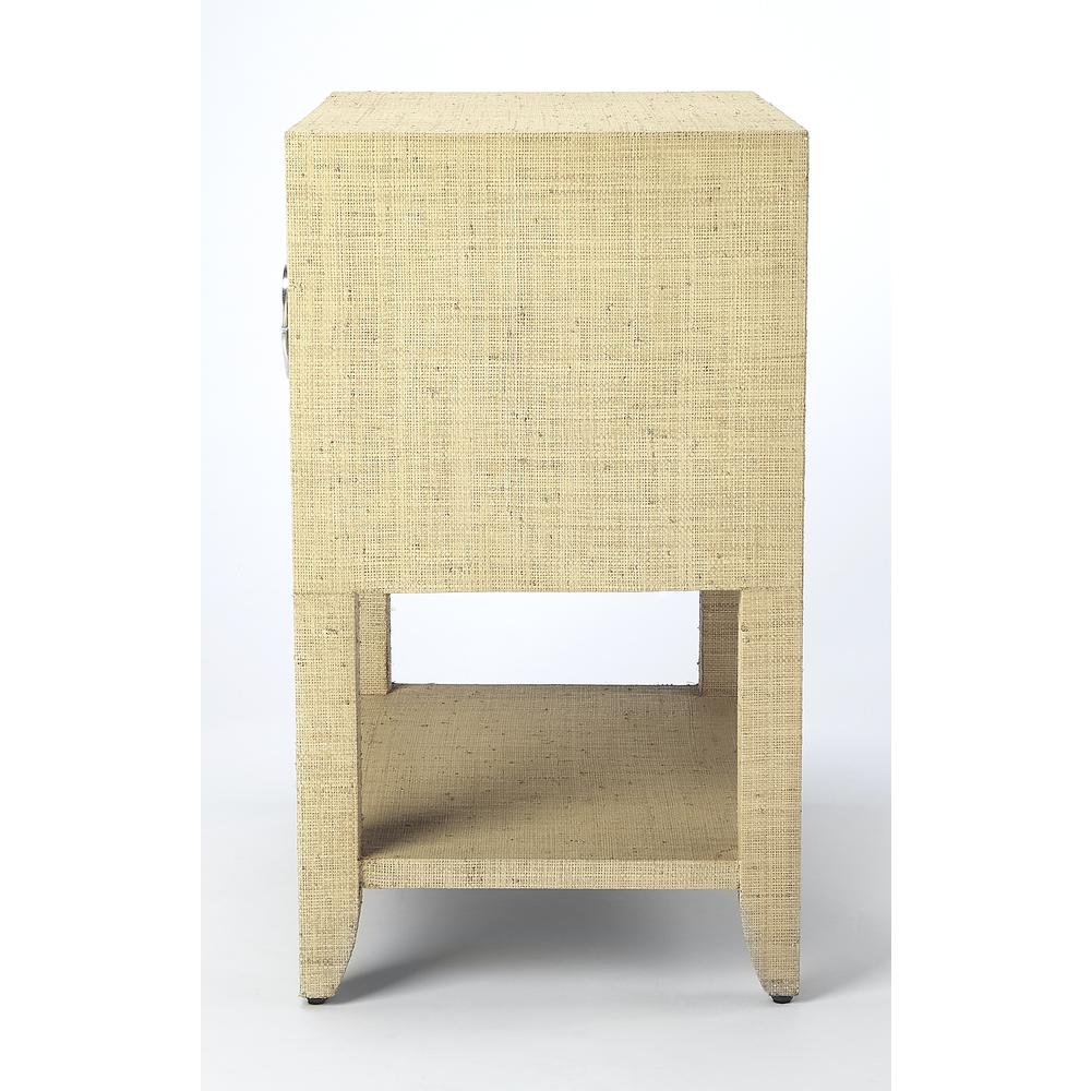 Amelle Raffia 2-Drawer Nightstand, Cream, Yellow