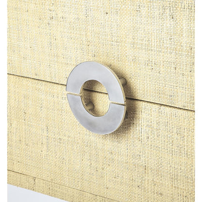 Amelle Raffia 2-Drawer Nightstand, Cream, Yellow