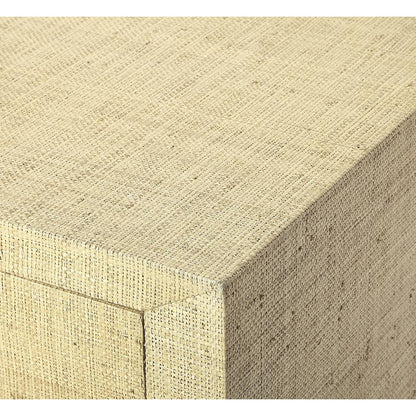 Amelle Raffia 2-Drawer Nightstand, Cream, Yellow