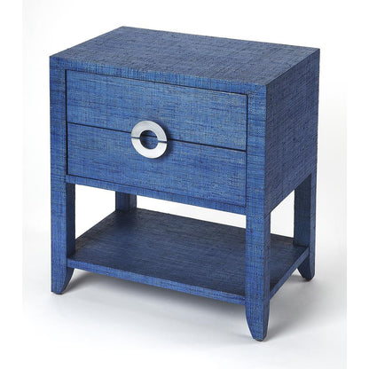 Amelle Raffia 2-Drawer Nightstand, Blue