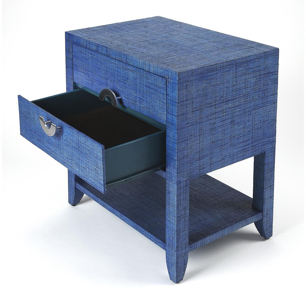 Amelle Raffia 2-Drawer Nightstand, Blue