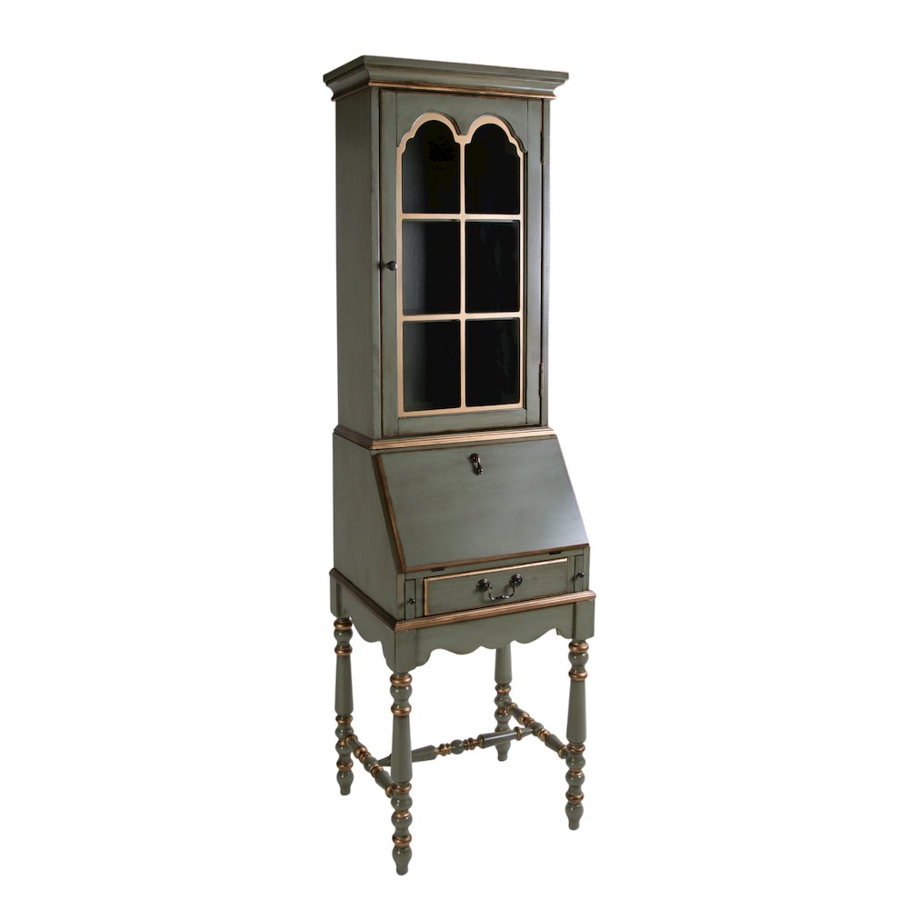 Newlark 20 in. W Rectangular Wood and Glass Secretary, Pastel Green