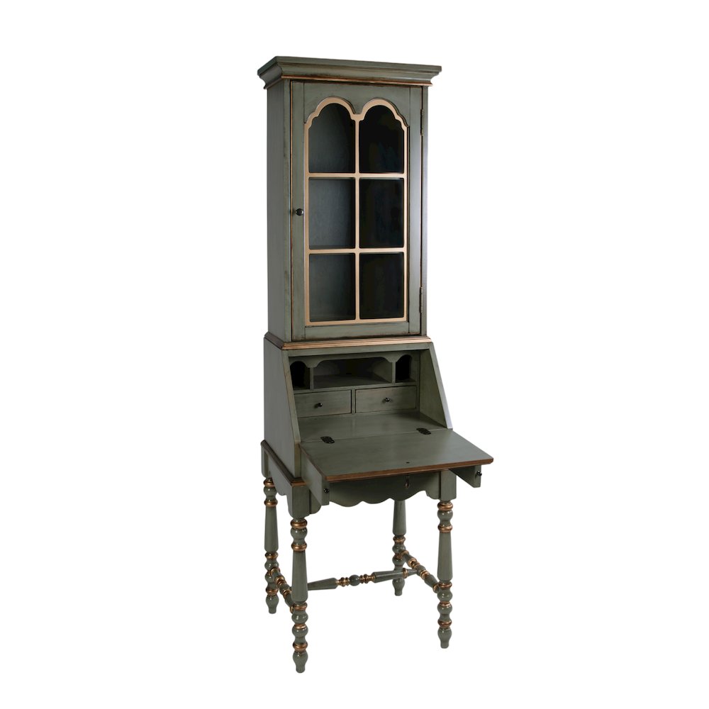 Newlark 20 in. W Rectangular Wood and Glass Secretary, Pastel Green