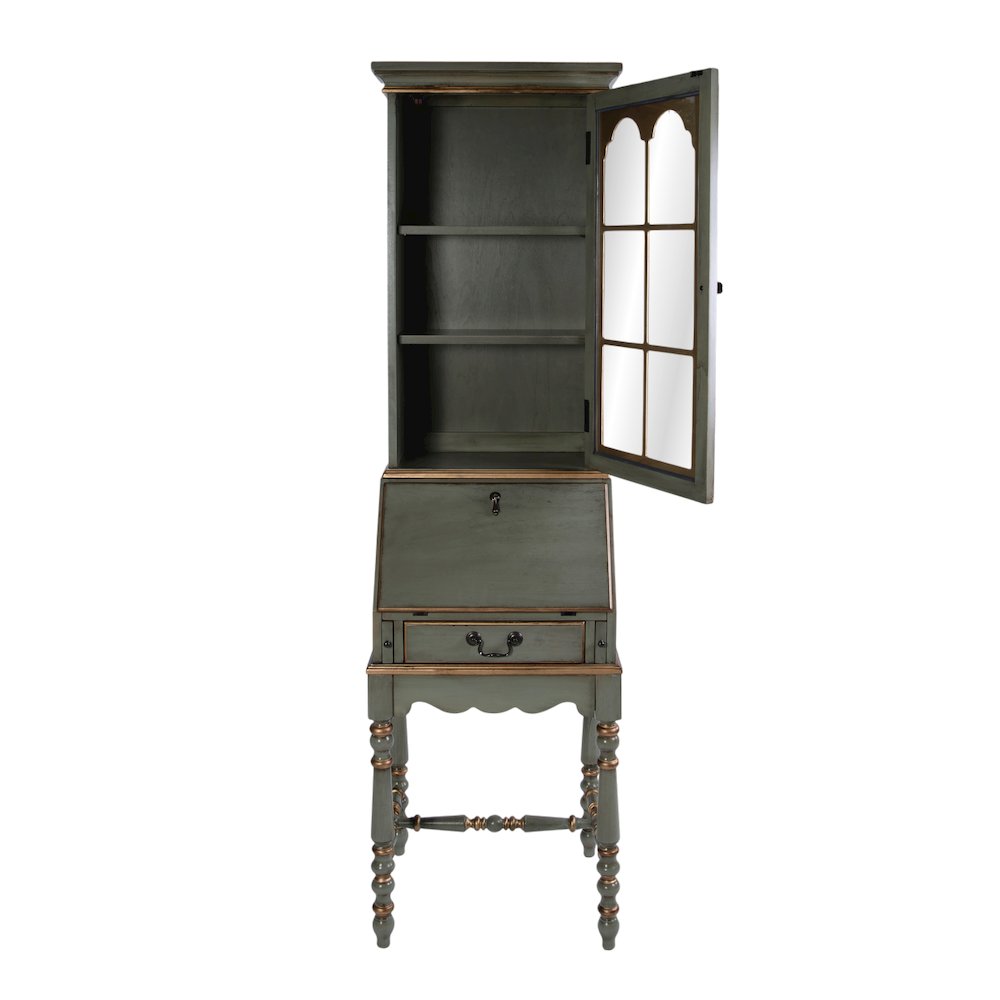 Newlark 20 in. W Rectangular Wood and Glass Secretary, Pastel Green