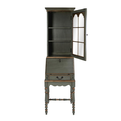 Newlark 20 in. W Rectangular Wood and Glass Secretary, Pastel Green