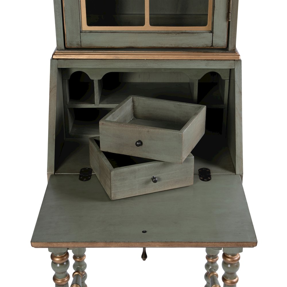 Newlark 20 in. W Rectangular Wood and Glass Secretary, Pastel Green