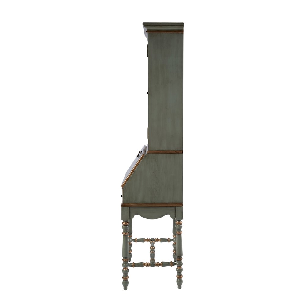 Newlark 20 in. W Rectangular Wood and Glass Secretary, Pastel Green