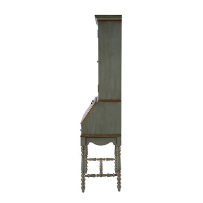 Newlark 20 in. W Rectangular Wood and Glass Secretary, Pastel Green
