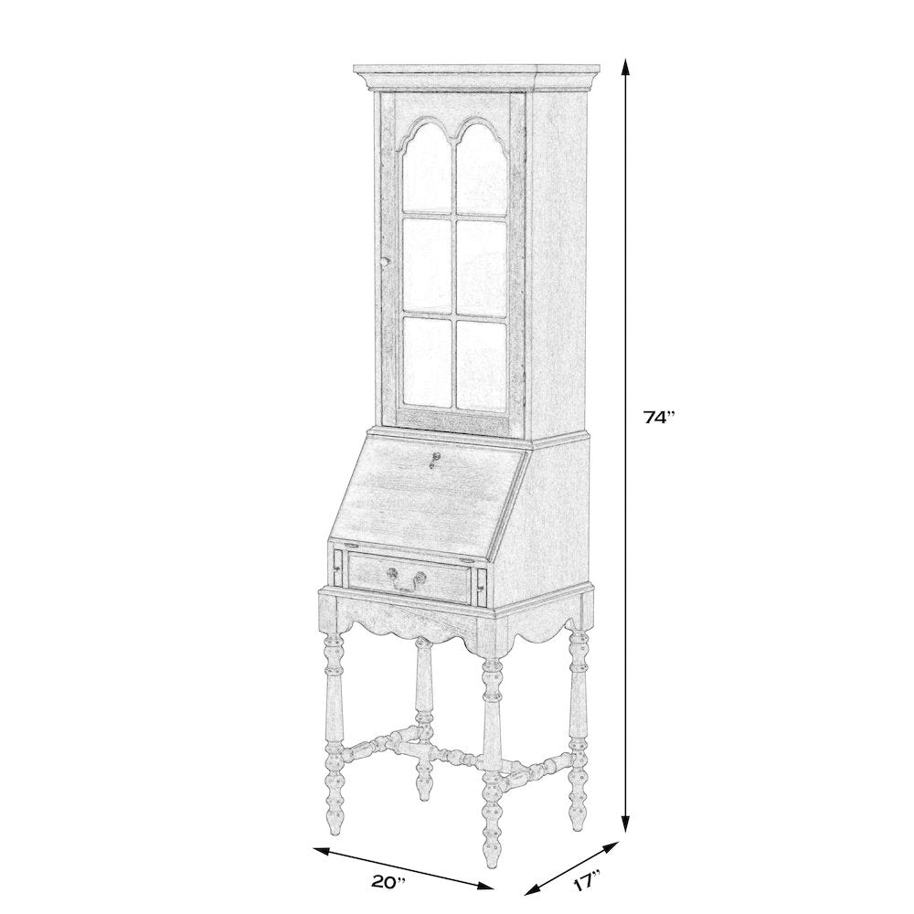 Newlark 20 in. W Rectangular Wood and Glass Secretary, Pastel Green