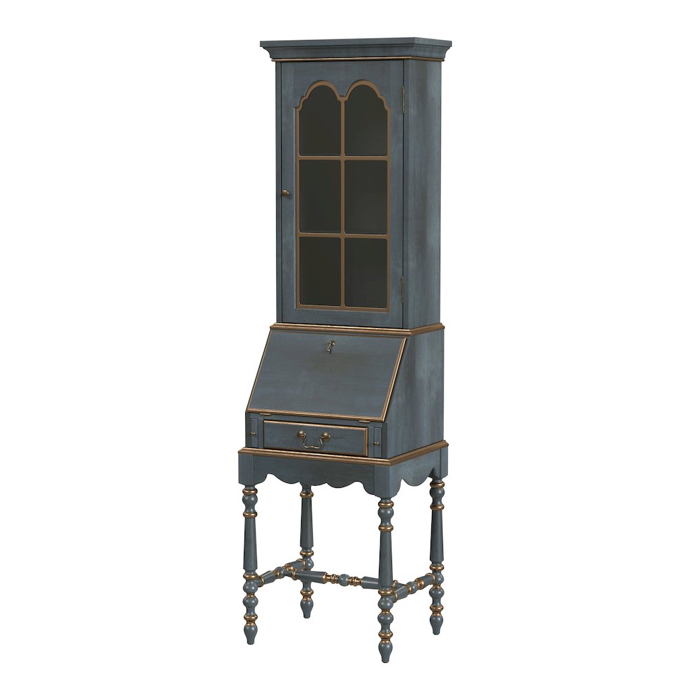 Newlark 20 in. W Rectangular Wood and Glass Secretary, Pastel Blue