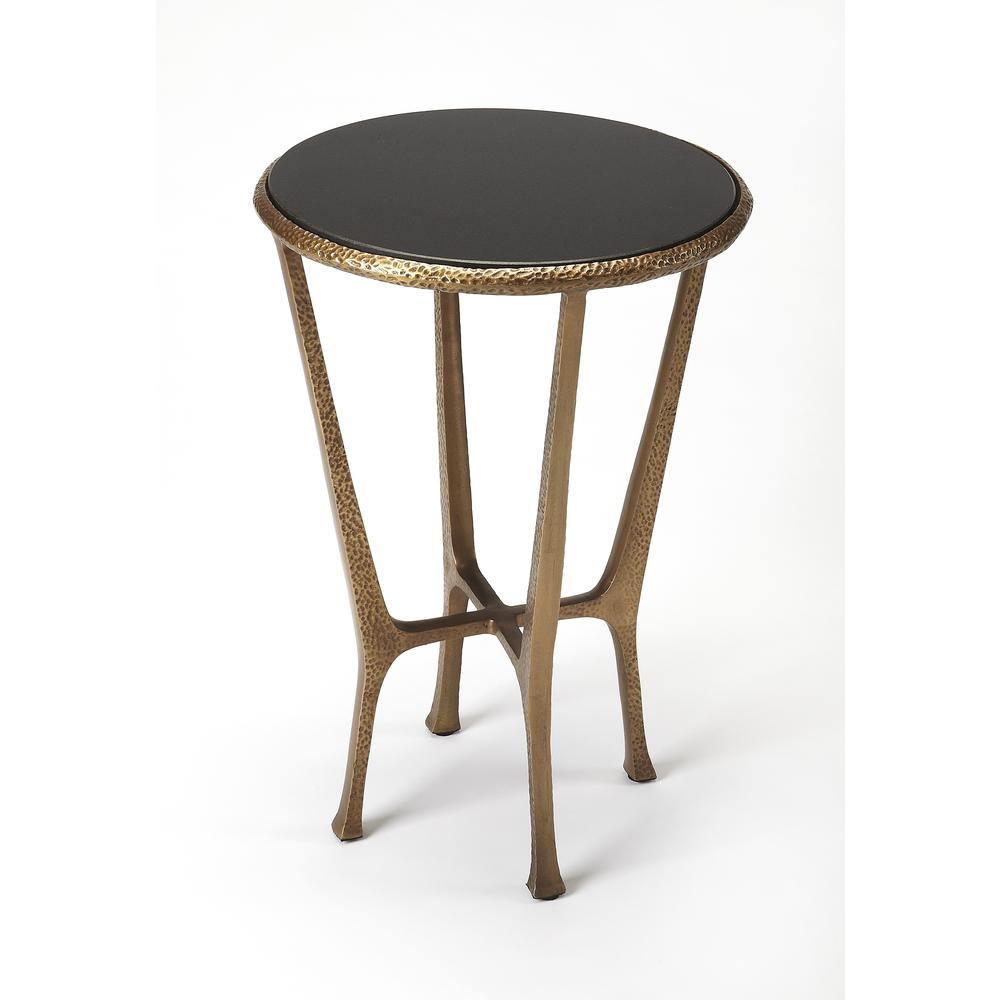 Flavio Metal & Stone Side Table, Multi-Color
