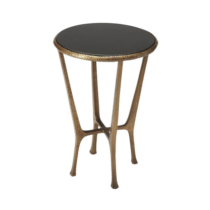 Stone Side Table – Unique Round Stone End Table with Metal Base Design