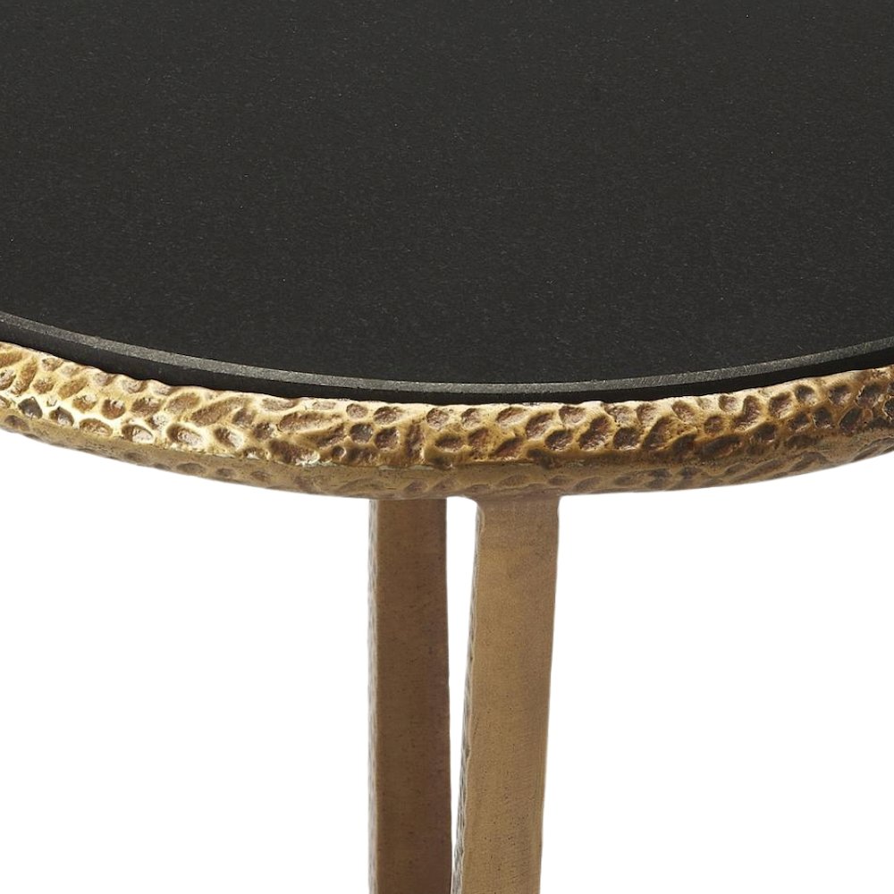 Stone Side Table – Unique Round Stone End Table with Metal Base Design
