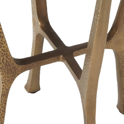Stone Side Table – Unique Round Stone End Table with Metal Base Design