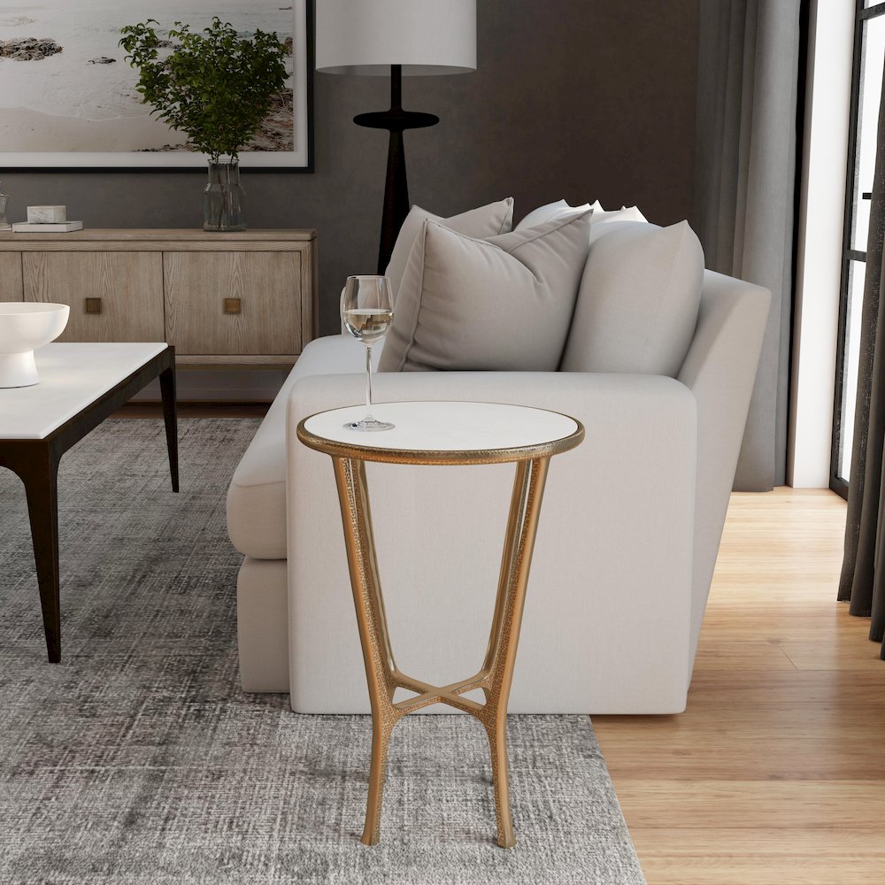 Switlania Marble Side Table, Gold