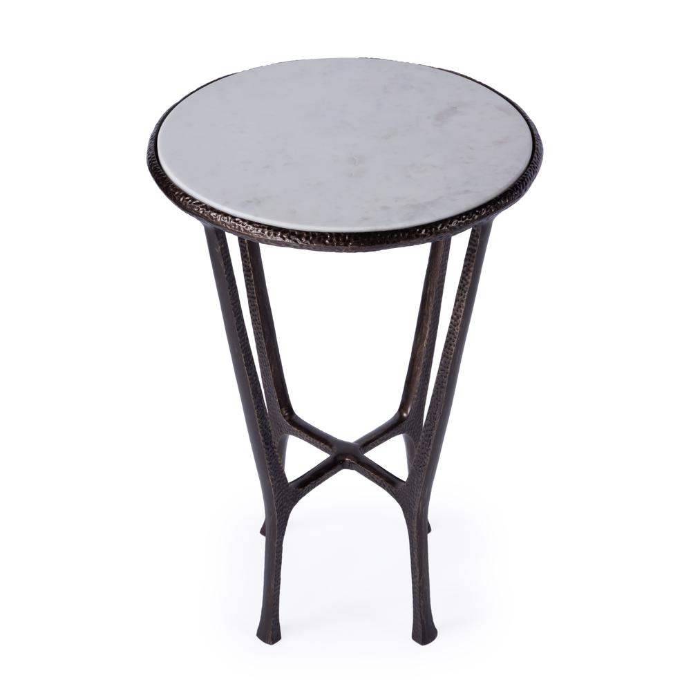 Lania Outdoor Marble Side Table, Bronze