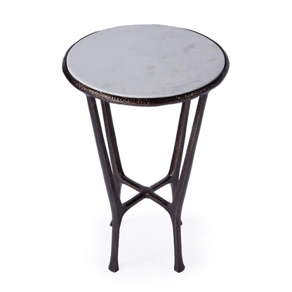 Lania Outdoor Marble Side Table, Bronze