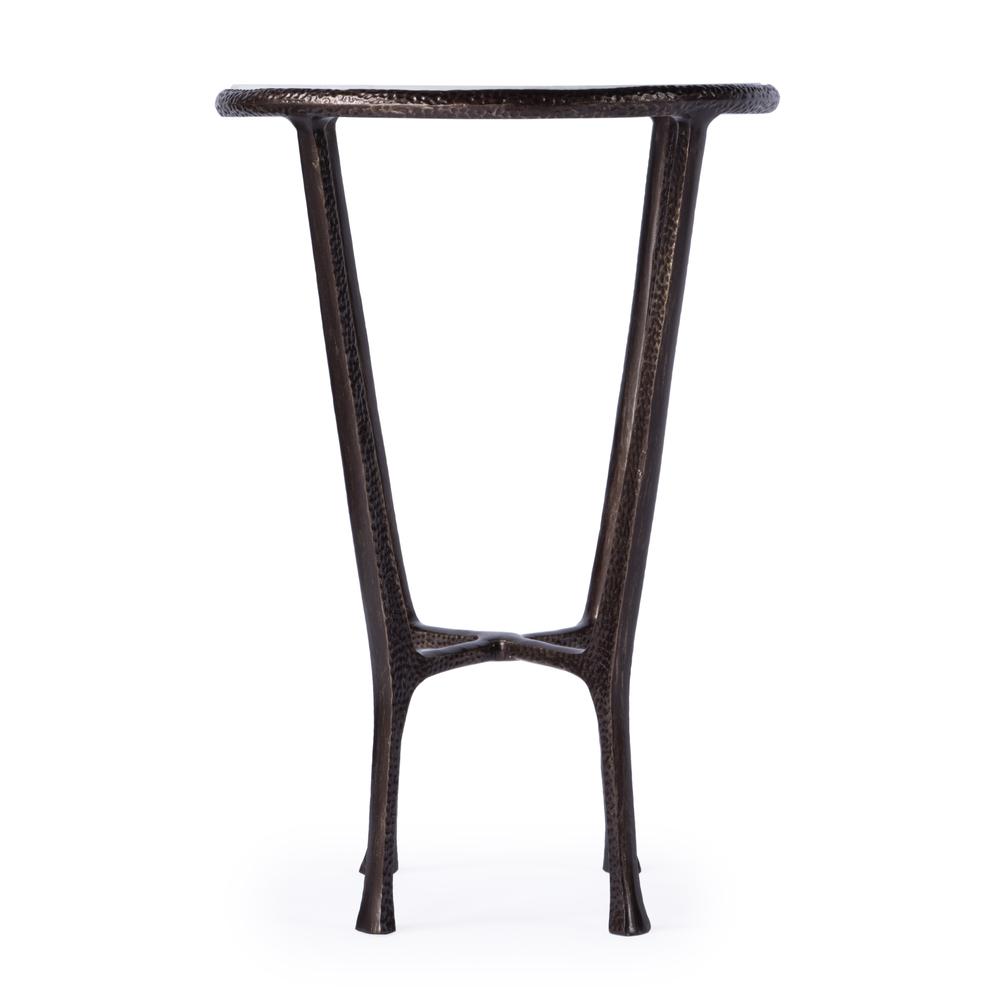 Lania Outdoor Marble Side Table, Bronze