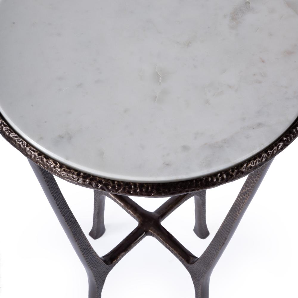 Lania Outdoor Marble Side Table, Bronze