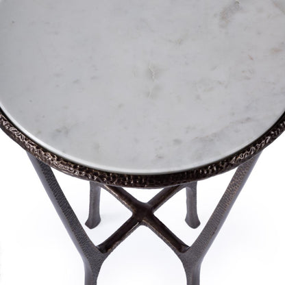 Lania Outdoor Marble Side Table, Bronze