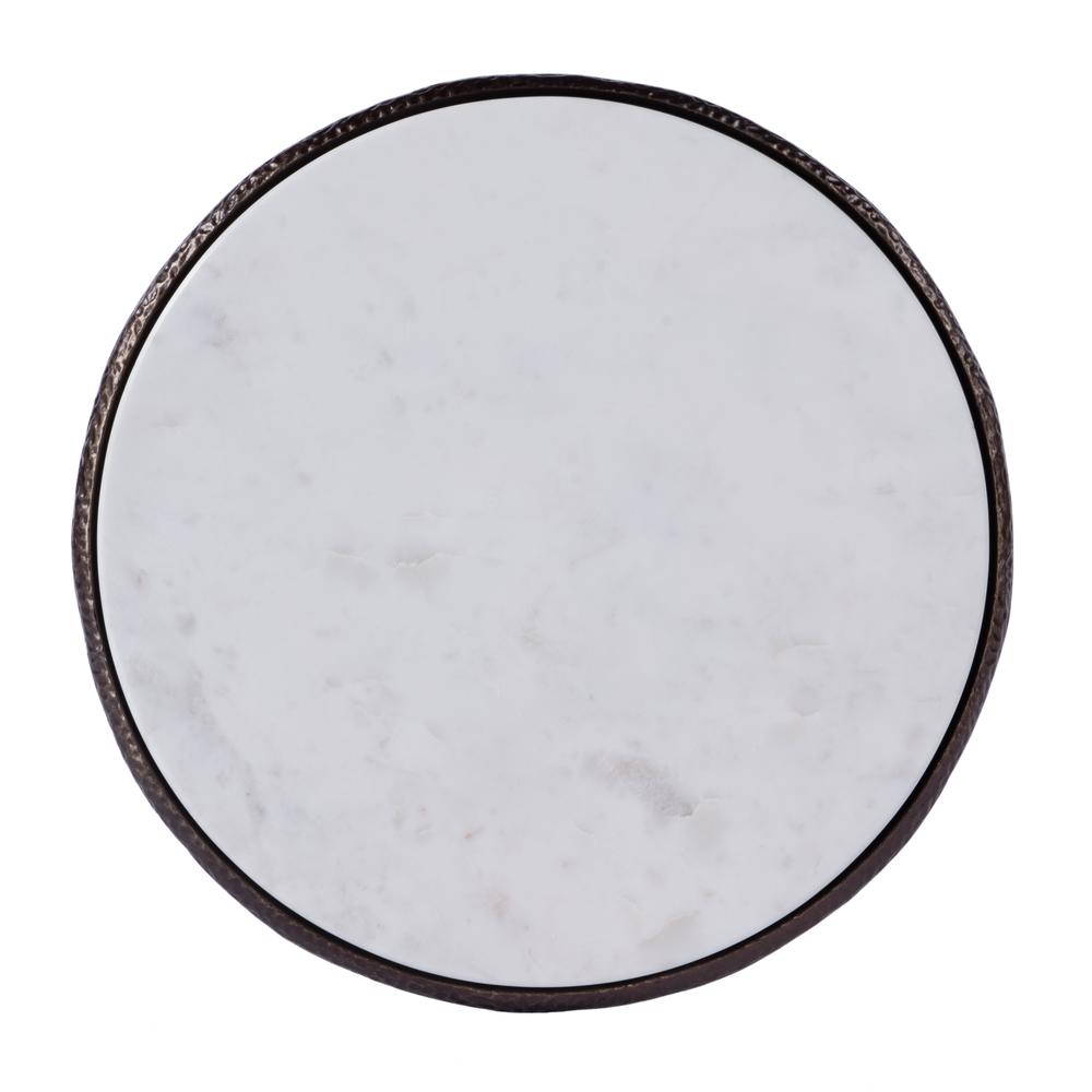 Lania Outdoor Marble Side Table, Bronze