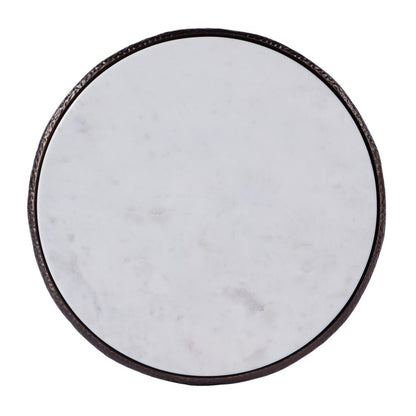 Lania Outdoor Marble Side Table, Bronze