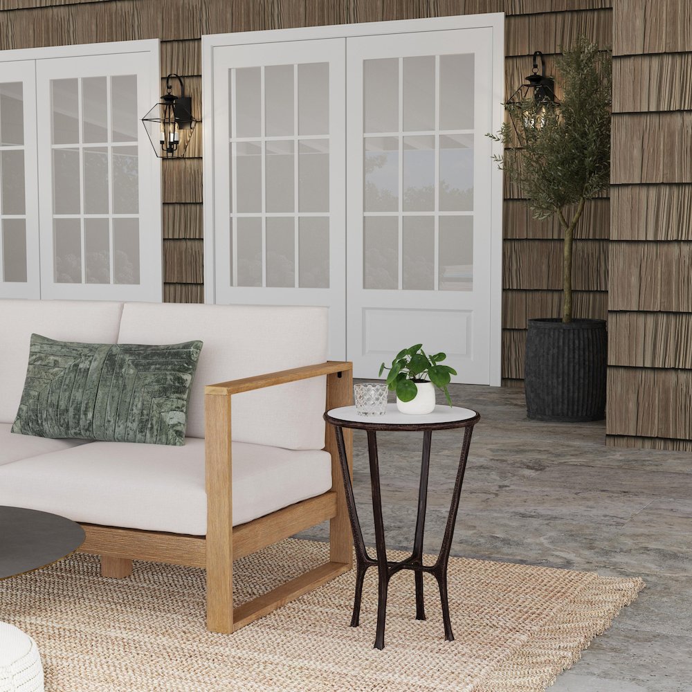 Lania Outdoor Marble Side Table, Bronze