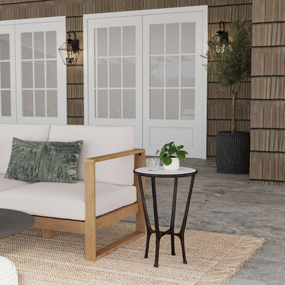 Lania Outdoor Marble Side Table, Bronze