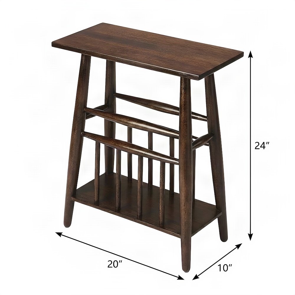 Starlight Canyon Home Solid Wood Magazine Rack with Lower Shelf, Dark Brown