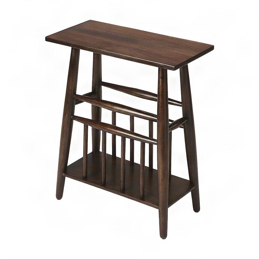 Starlight Canyon Home Solid Wood Magazine Rack with Lower Shelf, Dark Brown